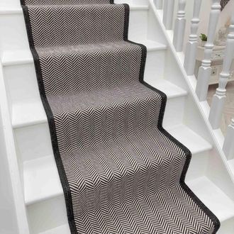 Runrug Stair Runner Carpet - Reversible & Durable, 2mm - Illusion in Black | Size: 60 cm x 600 cm
