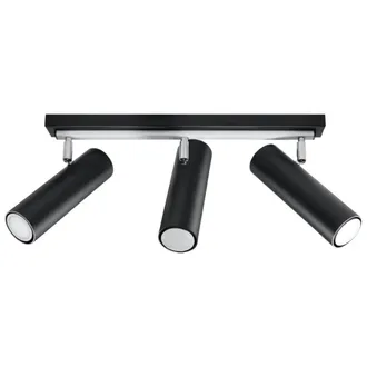 Wonderlamp L&aacute;mpara de techo negro y cromo con 3 focos orientables