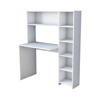 Dmora Scrivania Callidora, Scrittoio Multiuso, Tavolo Per Ufficio Porta Pc, Piano Di Lavoro, 113x40h142 Cm, Bianco, Con Imballo Rinforzato, Con Imballo Rinf