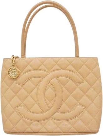 Chanel Pre-owned Tote Bags, female, Beige, Size: ONE SIZE Pre-owned Vintage Tote Bag