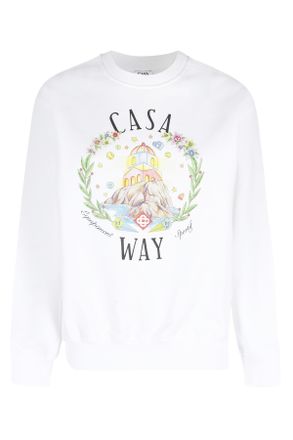 Casablanca White Casa Way Graphic-Printed Cotton Sweatshirt