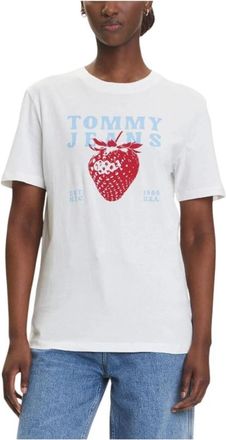 Tommy Hilfiger Aardbei RLX T-shirt - Dames - T-shirts - Wit - M - Katoen - Tops
