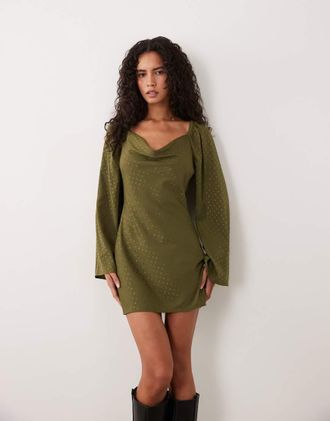 Wednesday's Girl mini dress in raso verde oliva