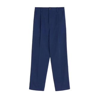 Valentino Wide Trousers, male, Blue, Size: XL Pants in Cotton Gabardine