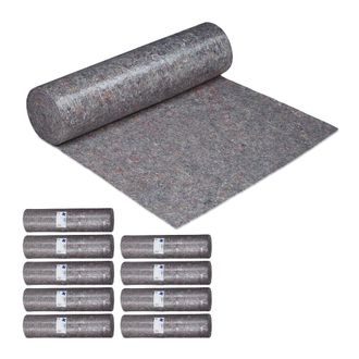 Relaxdays 10 Vellones De Pintor, Cubre Suelos, 1 M X 50 M = 50m&sup2;, Antideslizante, Impermeable, 270g/m&sup2;, Gris