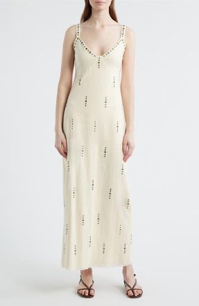 Rag & Bone Aubrey Grommet Trim Linen & Cotton Maxi Dress in Ivory at Nordstrom, Size 00