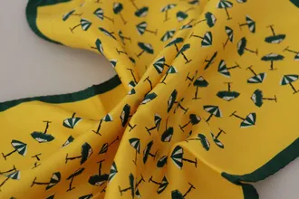 Dolce & Gabbana Yellow Printed Dg Logo Square Mens Handkerchief Scarf Silk