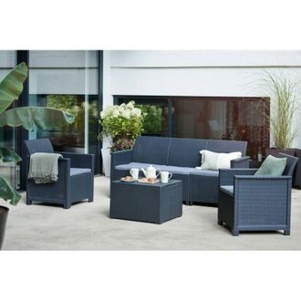 Dmora Dmora - Sal&oacute;n De Exterior Orillia, Sal&oacute;n Al Aire Libre, Conjunto De Balc&oacute;n O Jard&iacute;n, Composici&oacute;n De Sal&oacute;n Exterior, 113x65 H74 Cm, Antracita