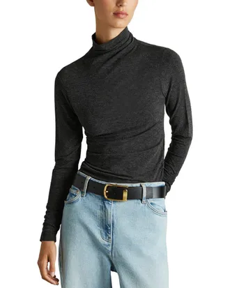 Reiss Louisa Funnel Neck Wool-Blend Top