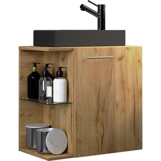 ebuy24 Ebuy24 - vcm Set 2 pezzi Posto lavanderia per gli ospiti wc Bagno per gli ospiti wc lavabo Set da bagno - Hausa-BL (rovere miele)