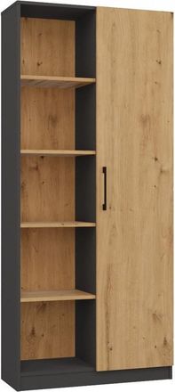 OEM Librer&iacute;a Semiabierta De 10 Estantes En Roble Antracita, Estilo Artesanal: Ideal Para Sala De Estar, Oficina O Cualquier Otra Habitaci&oacute;n. &iexcl;funcional Y 
