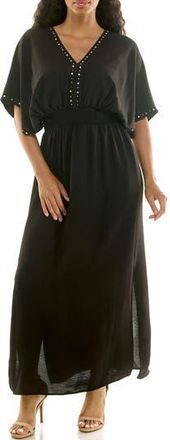 Nina Leonard Crystal Maxi Dress in Black at Nordstrom Rack, Size X-Large