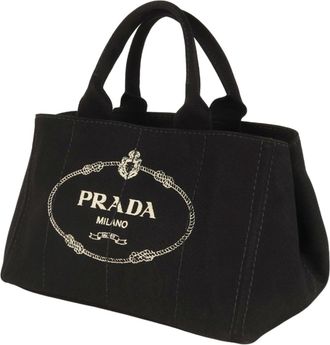 Prada Canapa Black Canapa Handbag Tote Bag (Pre-Owned)