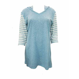 Felina Summer Vacation Tunic With Hoodie & Open Back In Blue Moon