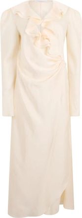 Philosophy di Lorenzo Serafini Kleedjes, Dames, Wit, S, Polyester, Elegant Jurk met Ruches