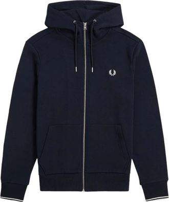 Fred Perry Sweatshirt met ritssluiting - Heren - Vesten met rits - Blauw - 3XL - Katoen - Hoodies & sweatvesten