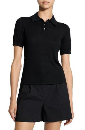 Theory Merino Wool Polo in Black at Nordstrom, Size Petite