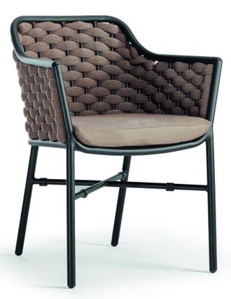 LLR Collection Outdoor Design Stuhl Panama mit Armlehnen - Taupe/Schwarz