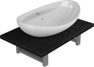 vidaXL Conjunto de muebles de baño 2 piezas cerámica negro vidaXL