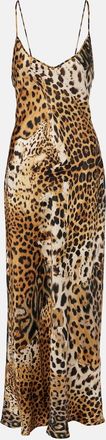 Roberto Cavalli Printed silk satin slip dress