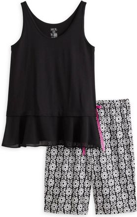 Hue Womens Fashion Cotton Bermuda Pajama Set In Black