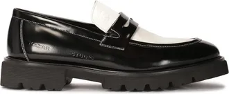Kazar Slip-on tweekleurige lakleren loafers - Heren - Loafers - Zwart - 43 EU - Leer - Schoenen