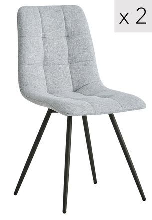 Nordlys Set of 2 Scandinavian Dining Chairs with Metal Buttoned Backrests in Grey