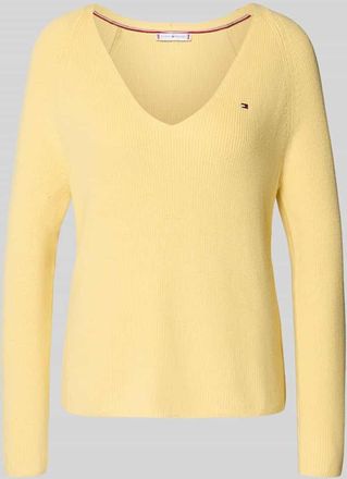Tommy Hilfiger Regular Fit Strickpullover aus reiner Baumwolle in Hellgelb, Gr&ouml;&szlig;e XXL
