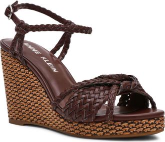Anne Klein Vow Braided Wedge Sandal in Chocolate Brown Woven at Nordstrom, Size 9.5