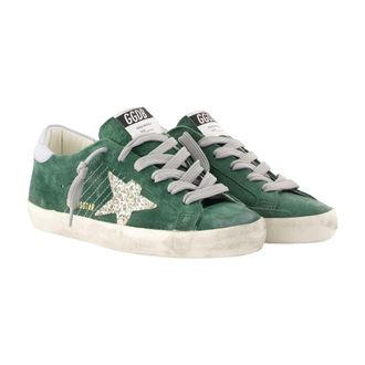 Golden Goose Womens Super Star Sneakers - Golden Goose Deluxe Brand Leather Green Calfskin Shoes