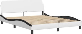vidaXL Vidaxl - Cama Sin Colch&oacute;n Cuero Sint&eacute;tico Blanco Negro 160x200 Cm