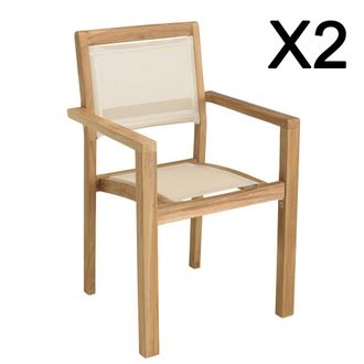 Macabane Lote de 2 sillones apilables de textilene color beige