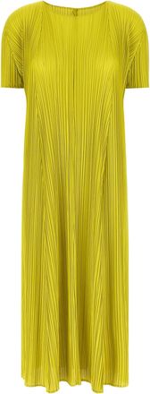 Pleats Please Issey Miyake Bicolor Polyester Midi Womens Dress