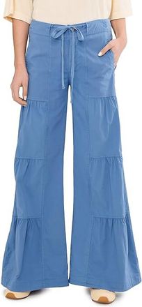Xcvi Terraced Wide Leg Pants Womens Dress Pants Shasta Lake : LG (Womens 12-14), Cotton/Spandex