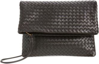Bottega Veneta Intrecciato Leather Pouch Clutch in 2094 Espresso-Brass V at Nordstrom