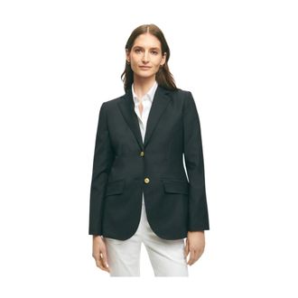 Brooks Brothers Wol Twee-Knoop Blazer - Dames - Blazers - Blauw - 3XS - Wol - Jassen