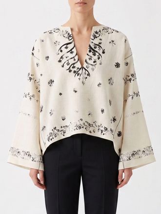 Alberta Ferretti Blusa in lino con stampa