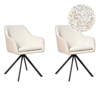 Beliani Beliani - Conjunto De 2 Sillas De Comedor Tapizadas De Boucl&eacute; Beige Claro Lithia