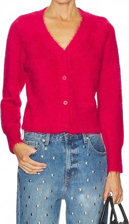 bobi Slim Cardigan Sweater Top In Red