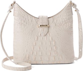 Brahmin Small Gwynne Croc Embossed Leather Crossbody Bag in Ivory at Nordstrom