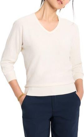 Nic+Zoe Easy Cotton V-Neck Sweater in Classic Cream at Nordstrom Rack, Size Large