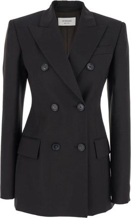 Sportmax Zwart Peak Revers Knoop Jas - Dames - Blazers - Zwart - M - Jassen