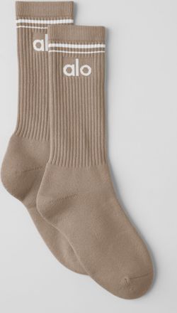 Alo | Throwback Socks in Gravel/White, Size: Medium