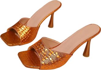 Generic Elegant Womens Open Toe High Heel Sandals Slip On Mules for Summer Fashion Dressy Casual Outings and Beach Dates Size 13 Womens Heels Nude Herls Dress