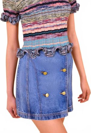 Ulla Johnson Miya Short Sleeve Knit Top In Azurite