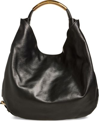 Moschino Handle Me Leather Hobo Bag in Black at Nordstrom