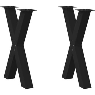 vidaXL Vidaxl - Patas Para Mesa De Comedor En Forma De X (2 Unidades), Color Negro, 50 X (72-73) Cm, Acero