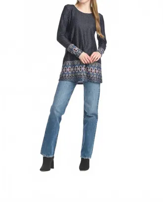 Papillon Global Border Print Long Sleeve Tunic In Multi