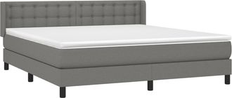 vidaXL Vidaxl - Cama Box Spring Con Colch&oacute;n Tela Gris Oscuro 180x200 Cm