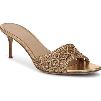 Veronica Beard Tia Macram&eacute; Slide Sandal in Pale Gold at Nordstrom, Size 7.5